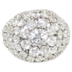 French Retro Diamond Platinum Bombe Cocktail Ring