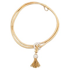 French Retro Gold and Diamond Necklace