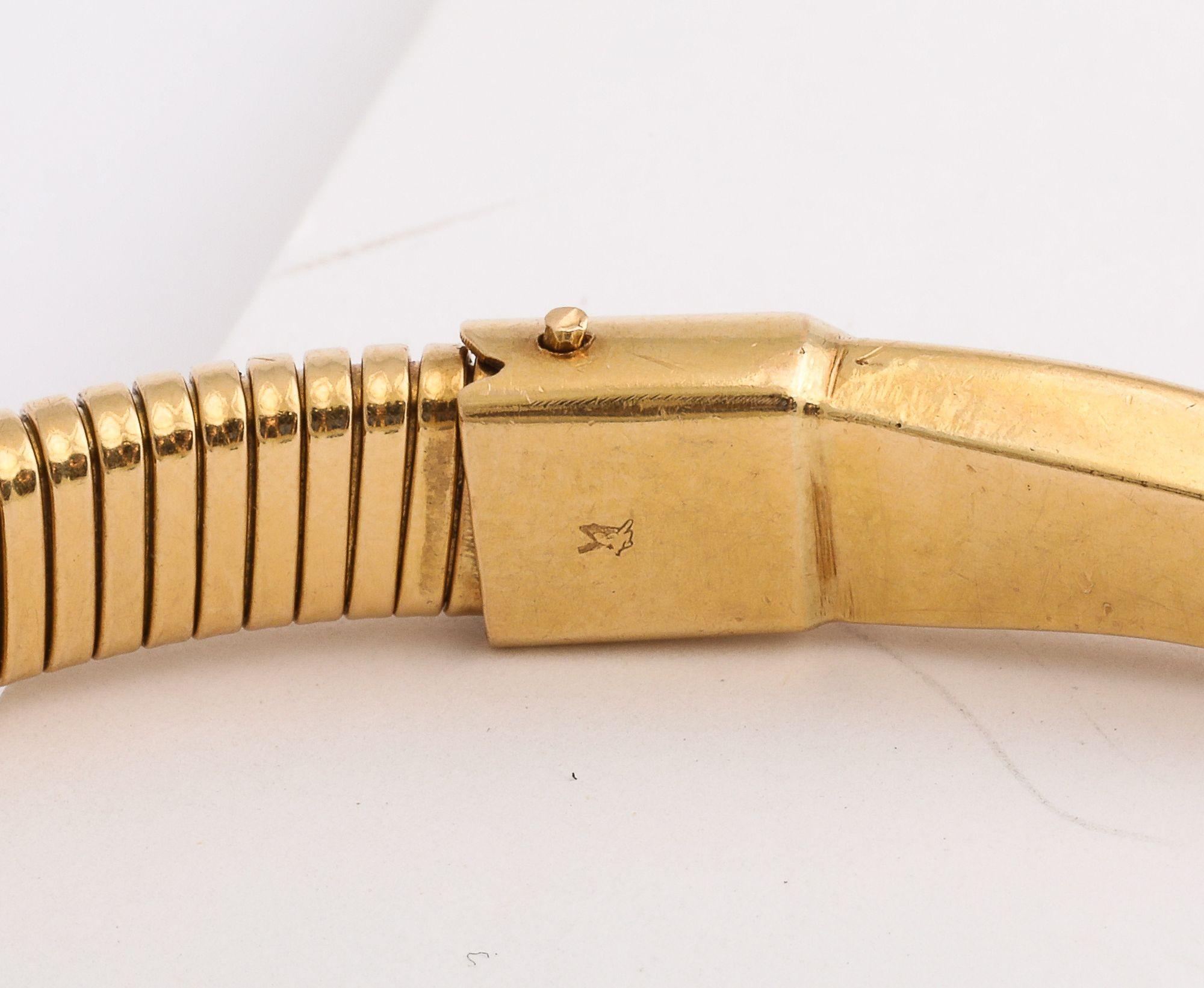 French Retro Gold Snake/Serpent Wrap Bracelet with Rose Diamond Head and Tail For Sale 3