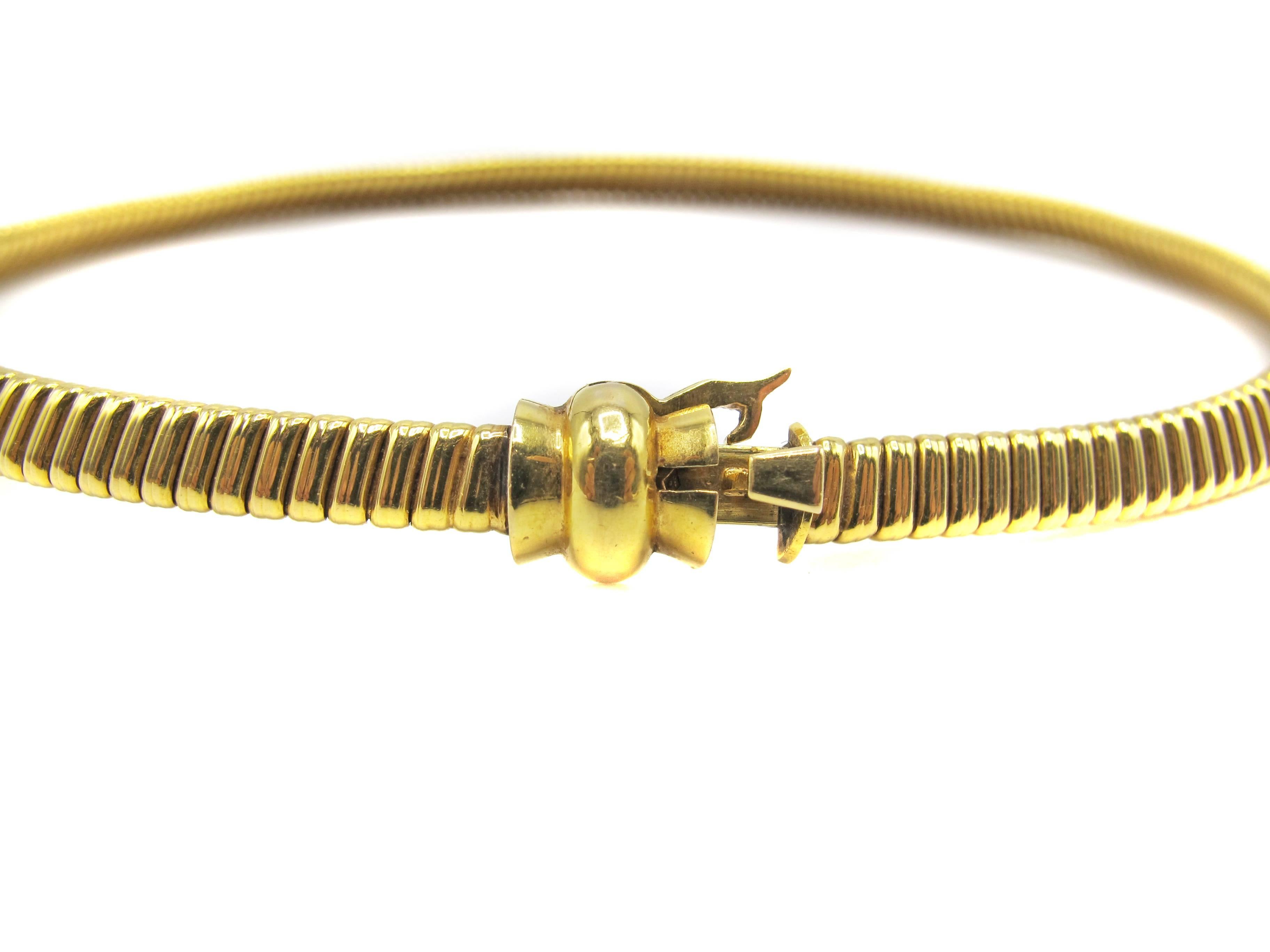 French Retro Gold Tubogaz Choker In Excellent Condition For Sale In New York, NY