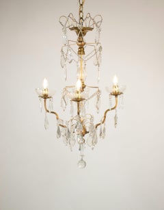 French Retro Louis XV Style Brass and Crystal Chandelier