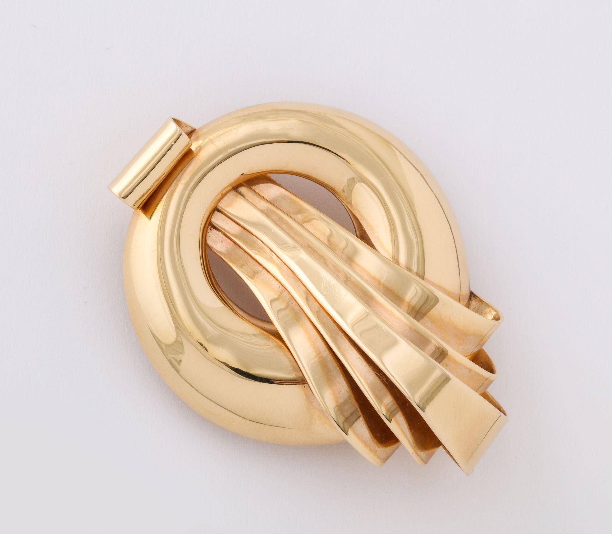 Retro 14K Brooch/Clip in the Style of Mauboussian  For Sale 6