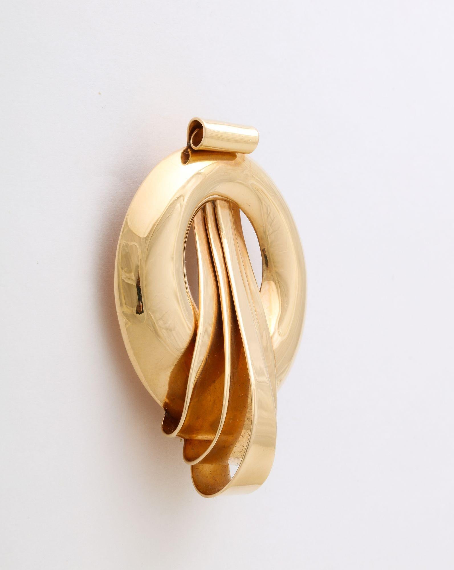 Retro 14K Brooch/Clip in the Style of Mauboussian  For Sale 8
