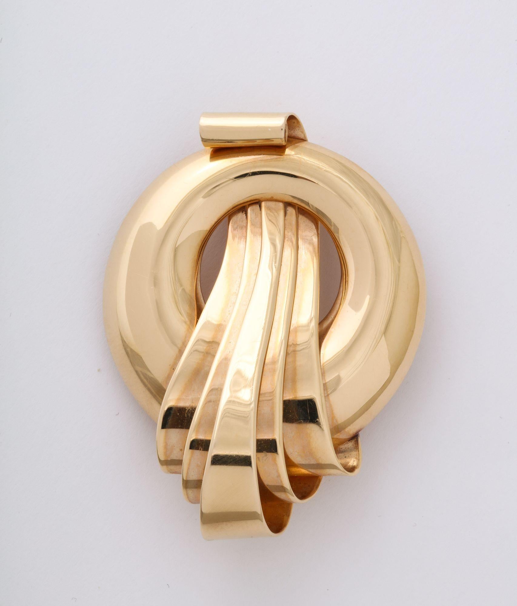Retro 14K Brooch/Clip in the Style of Mauboussian  For Sale 2