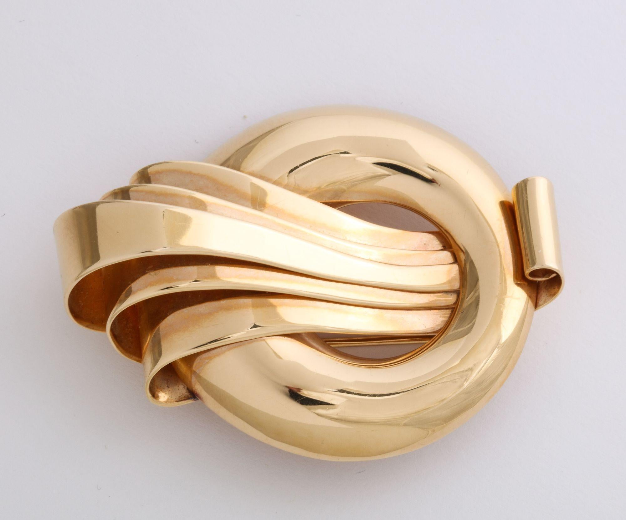 Retro 14K Brooch/Clip in the Style of Mauboussian  For Sale 3