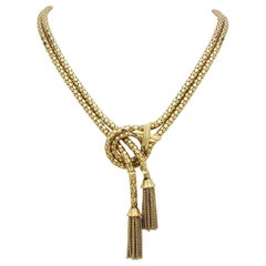 French, Retro Period, 18 Karat Gold Lariat Necklace