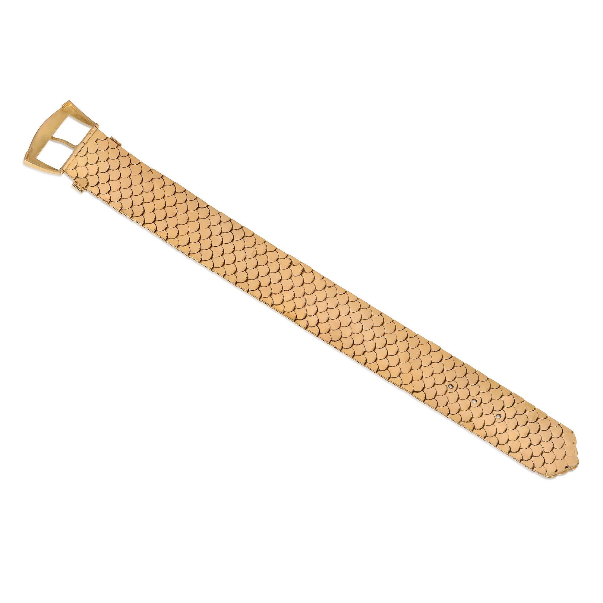 Rétro Bracciale da cintura regolabile in oro rosa retrò francese con design a squame in vendita