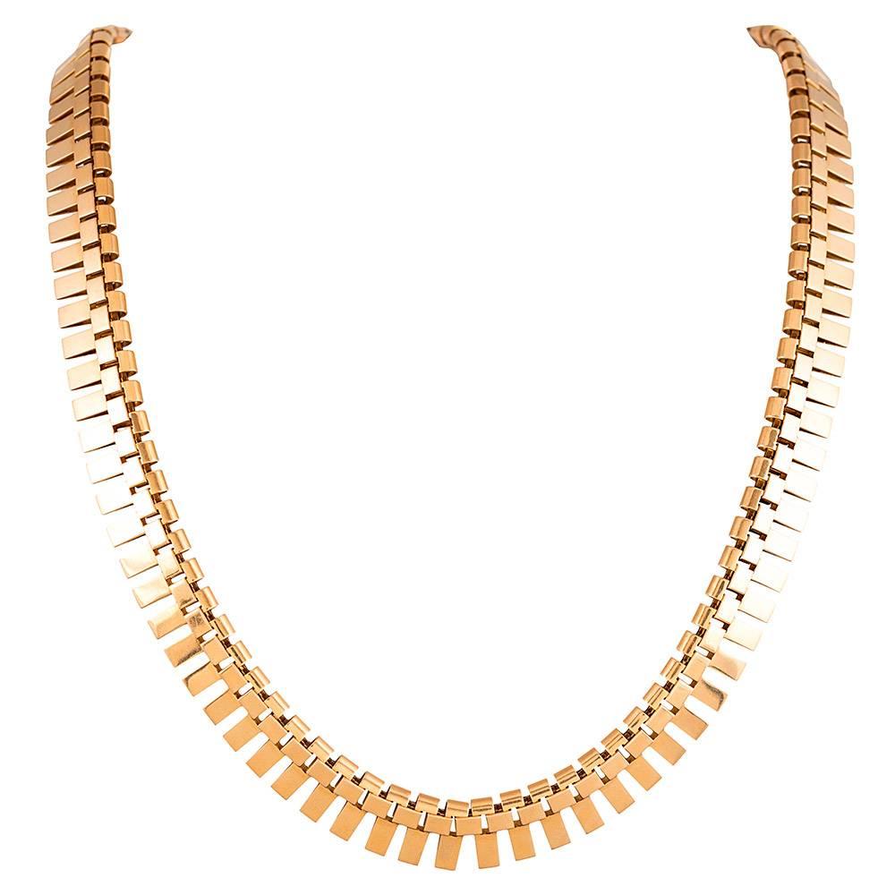 French Retro Rose Gold Fringe Necklace