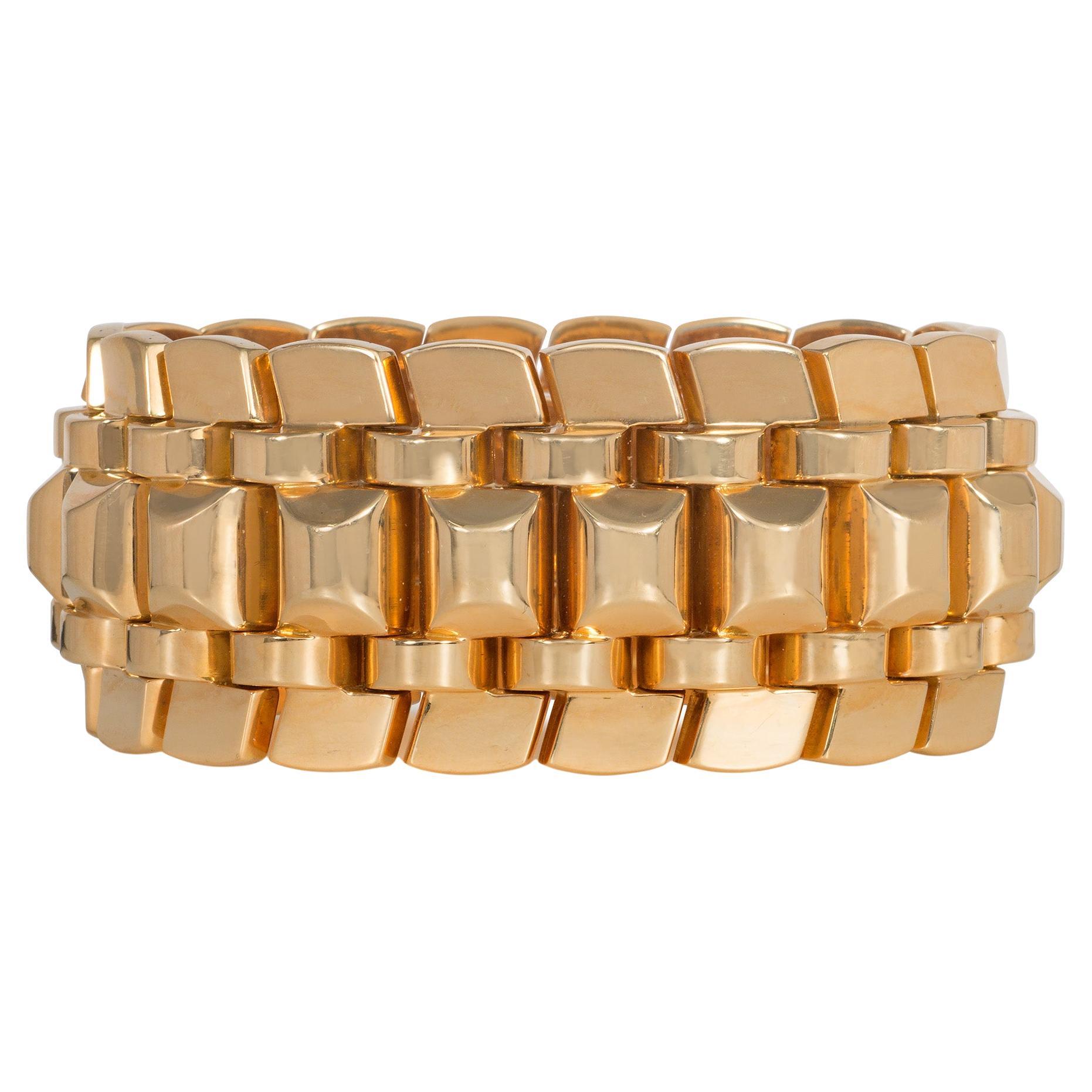 Gold French Tank Bracelet at 1stDibs