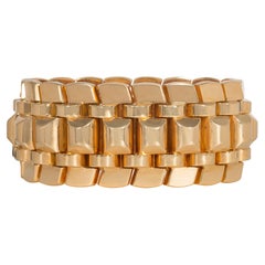 French Retro Rose Gold Tank Bracelet with Sugarloaf-Shaped Links