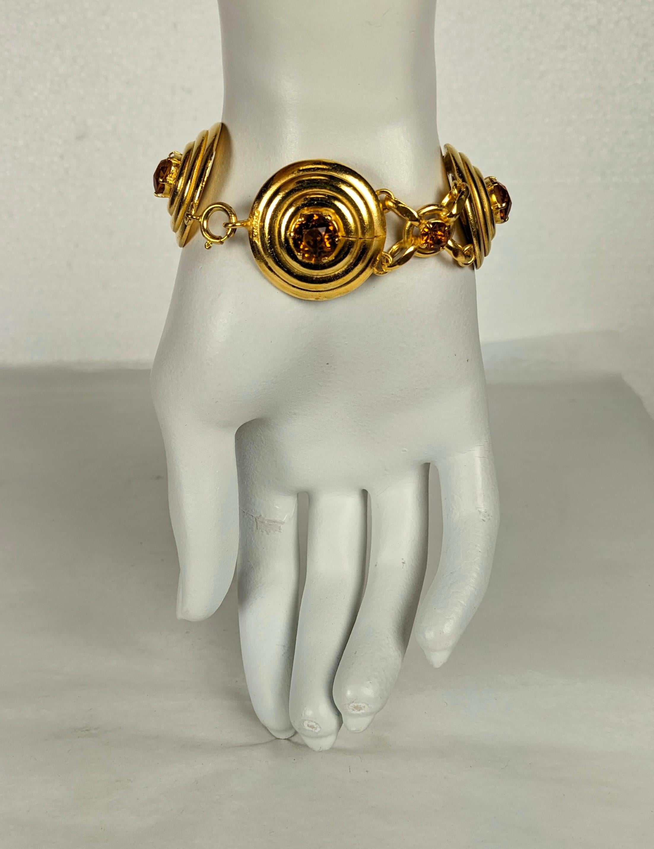 Bracelet rétro français à maillons à gradins en fausse citrine en vente 5