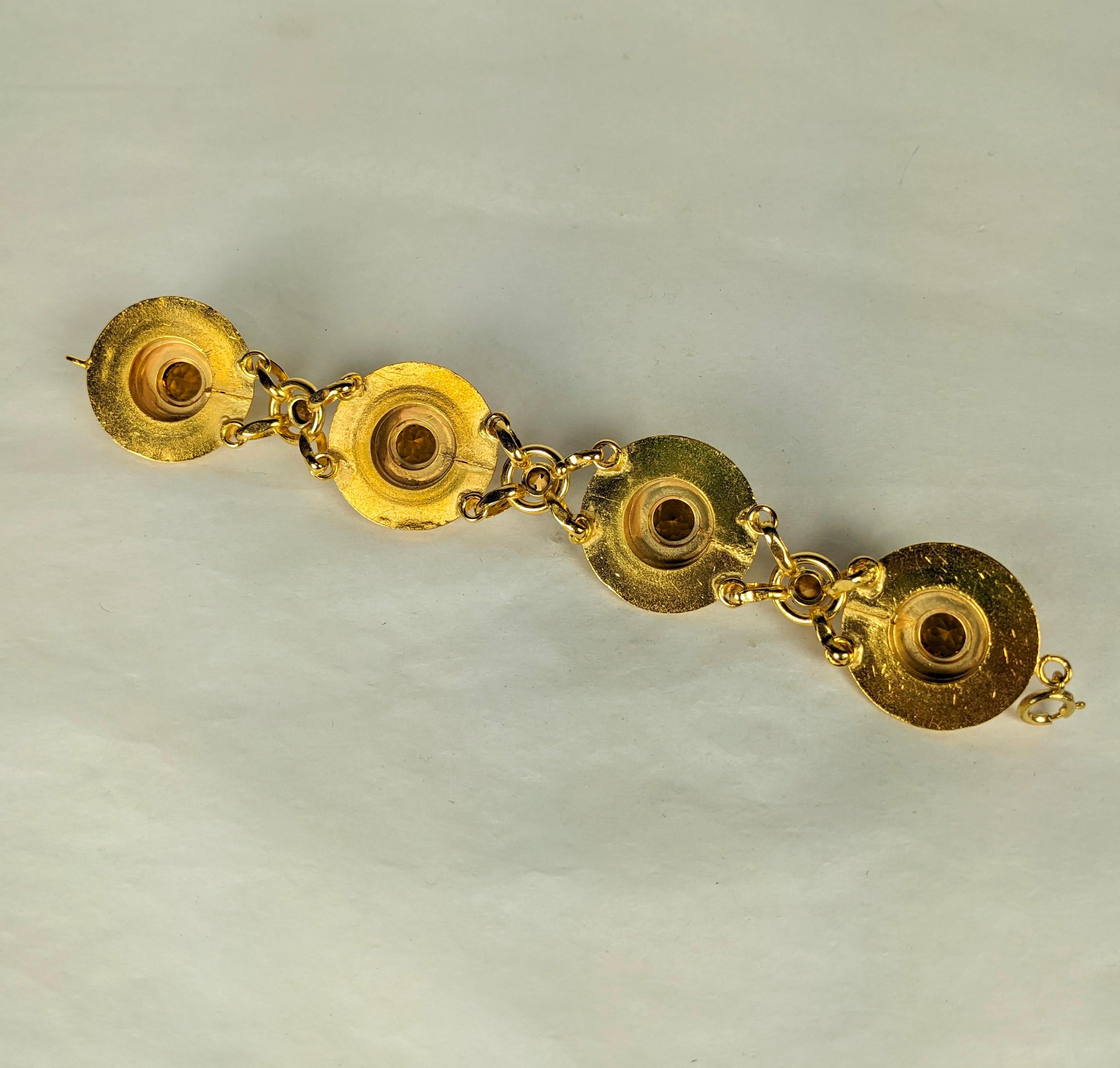Bracelet rétro français à maillons à gradins en fausse citrine en vente 2
