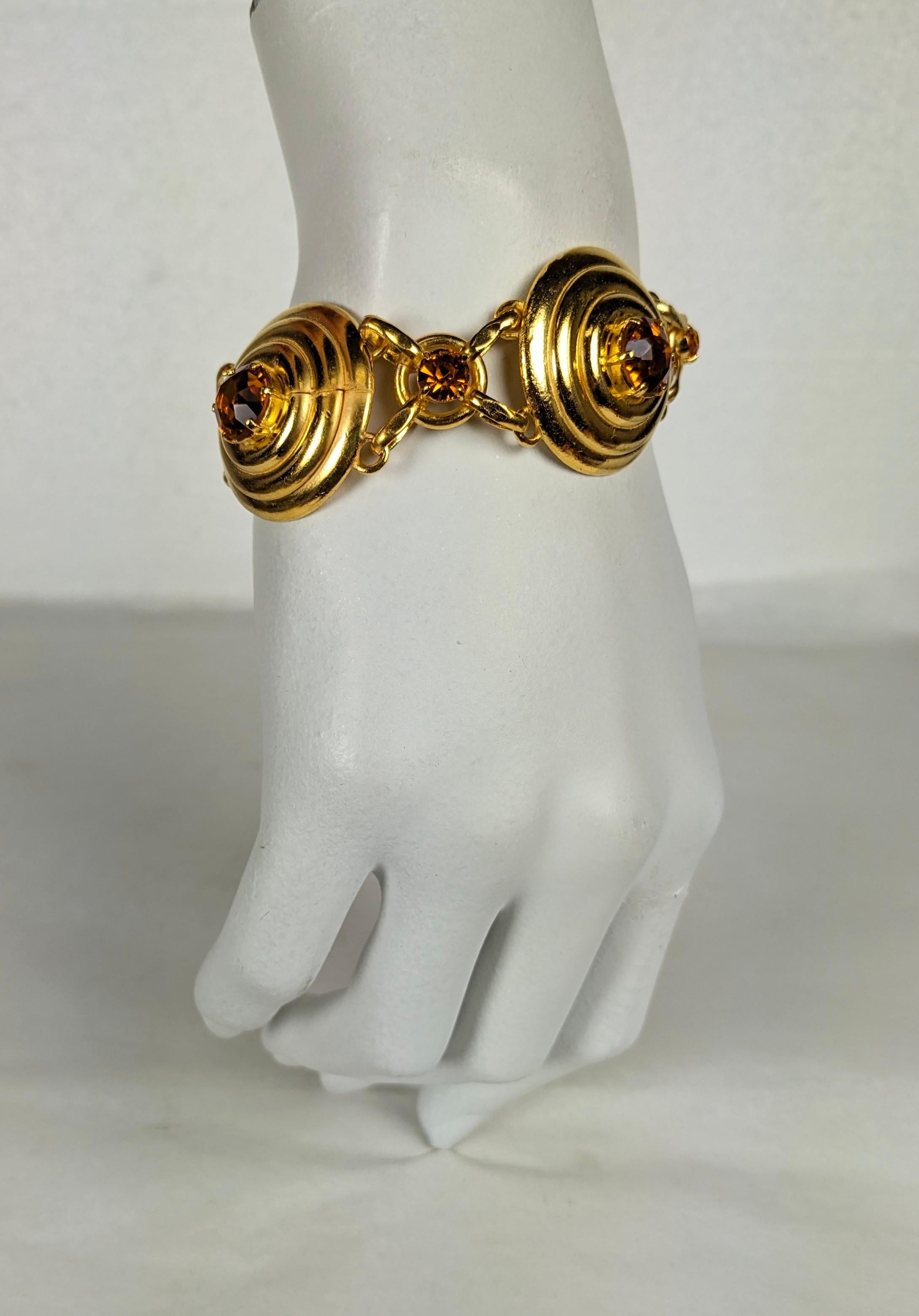 French Retro Stepped Link Faux Citrine Bracelet For Sale 5