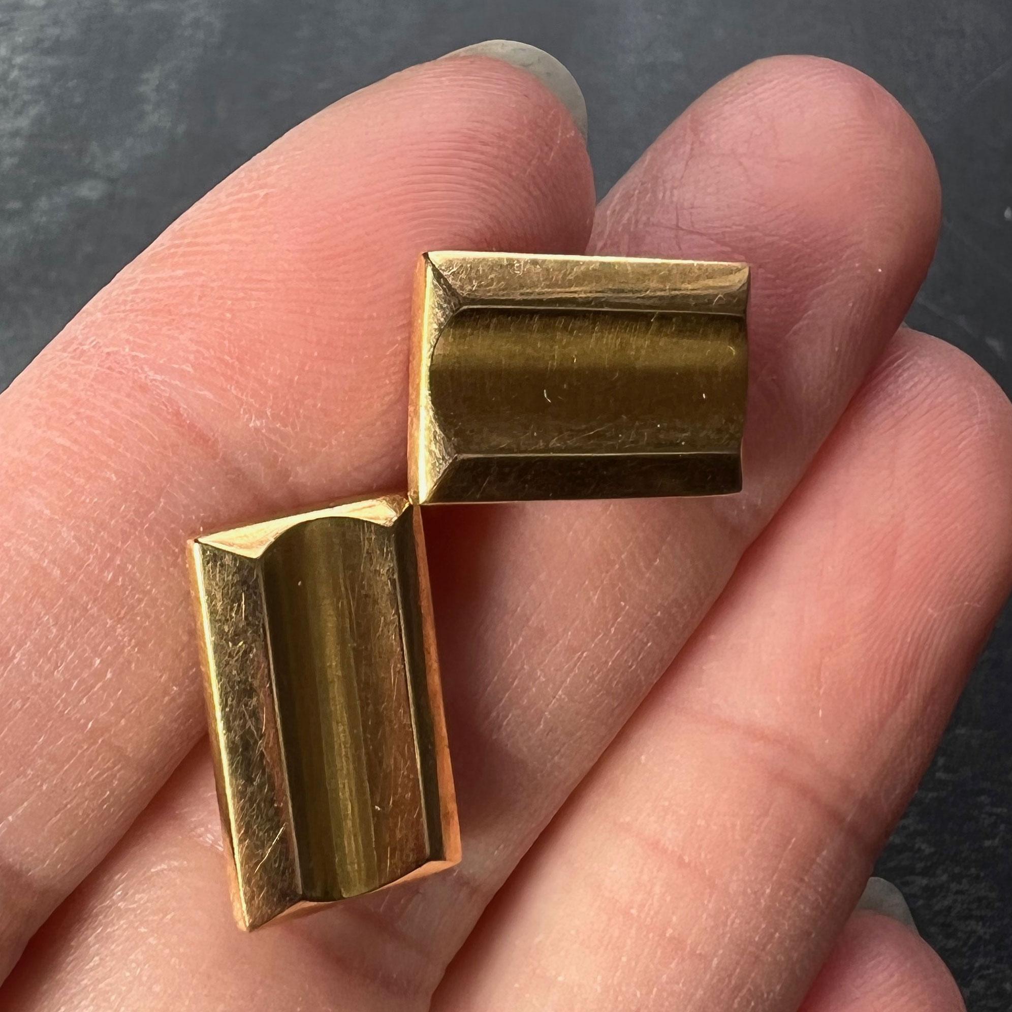 French Retro Tank-Style 18K Yellow Gold Cufflinks For Sale 6