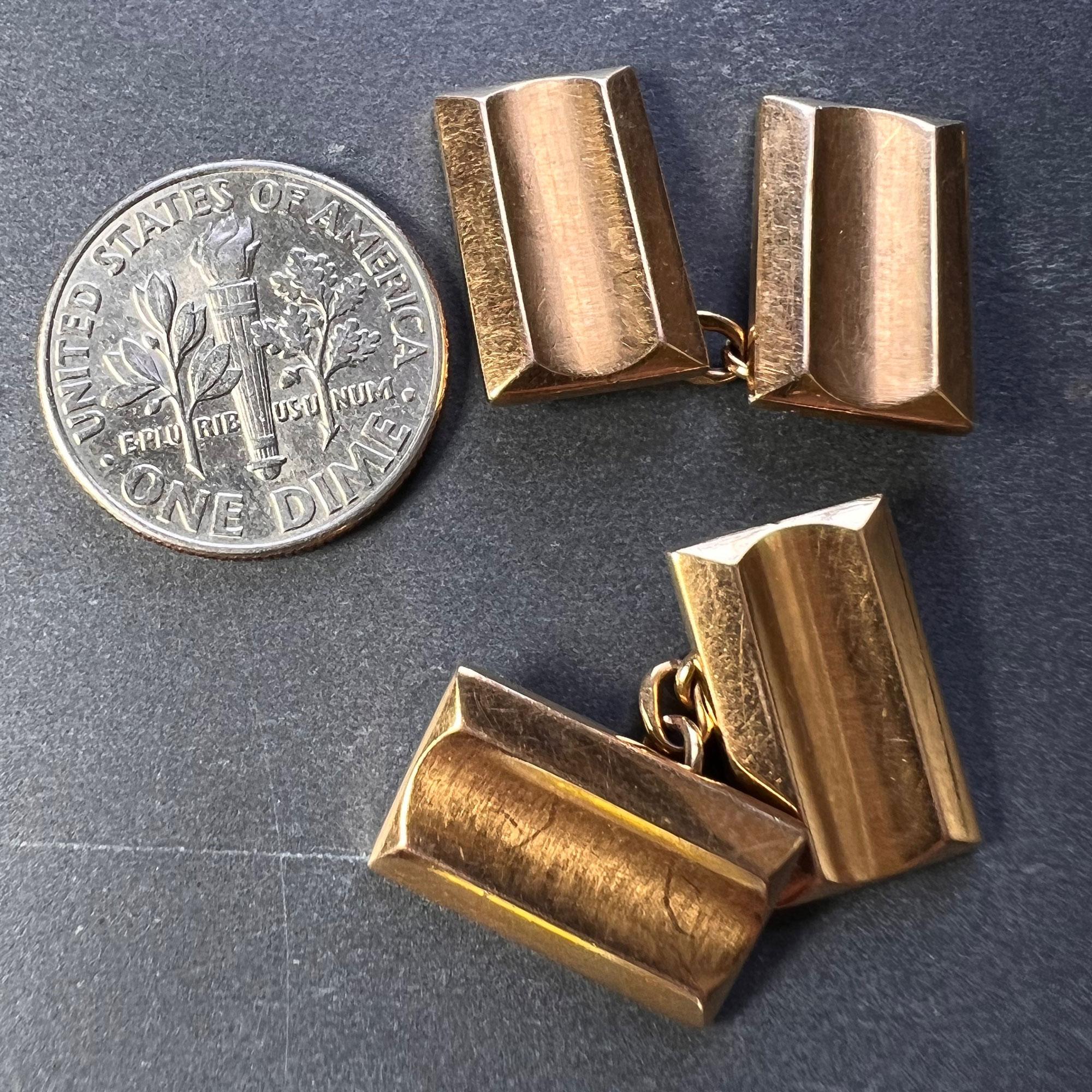 French Retro Tank-Style 18K Yellow Gold Cufflinks For Sale 8