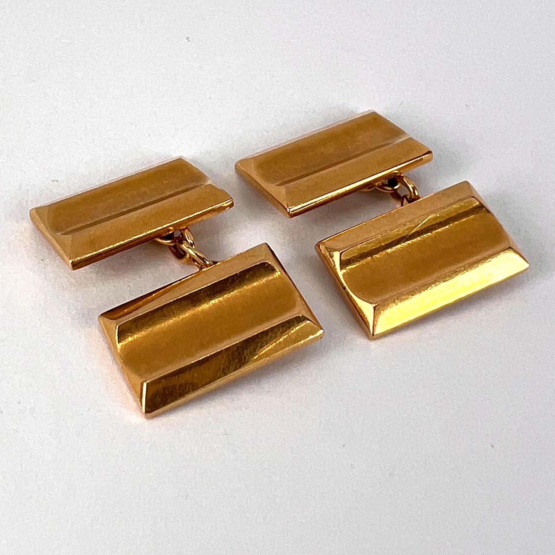 French Retro Tank-Style 18K Yellow Gold Cufflinks For Sale 10
