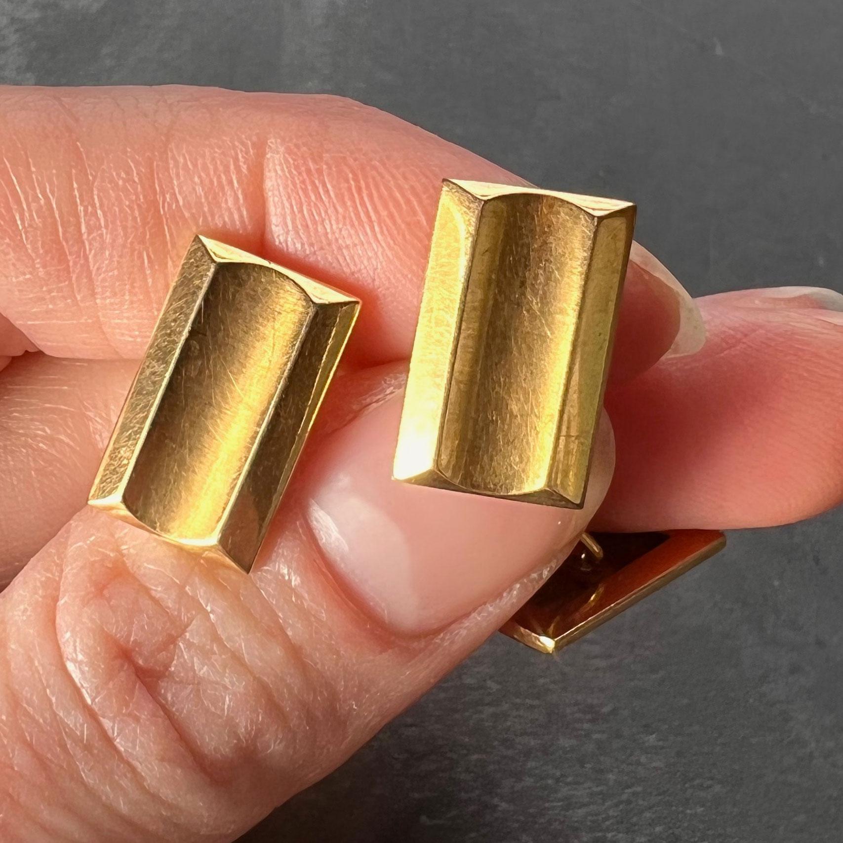French Retro Tank-Style 18K Yellow Gold Cufflinks For Sale 4