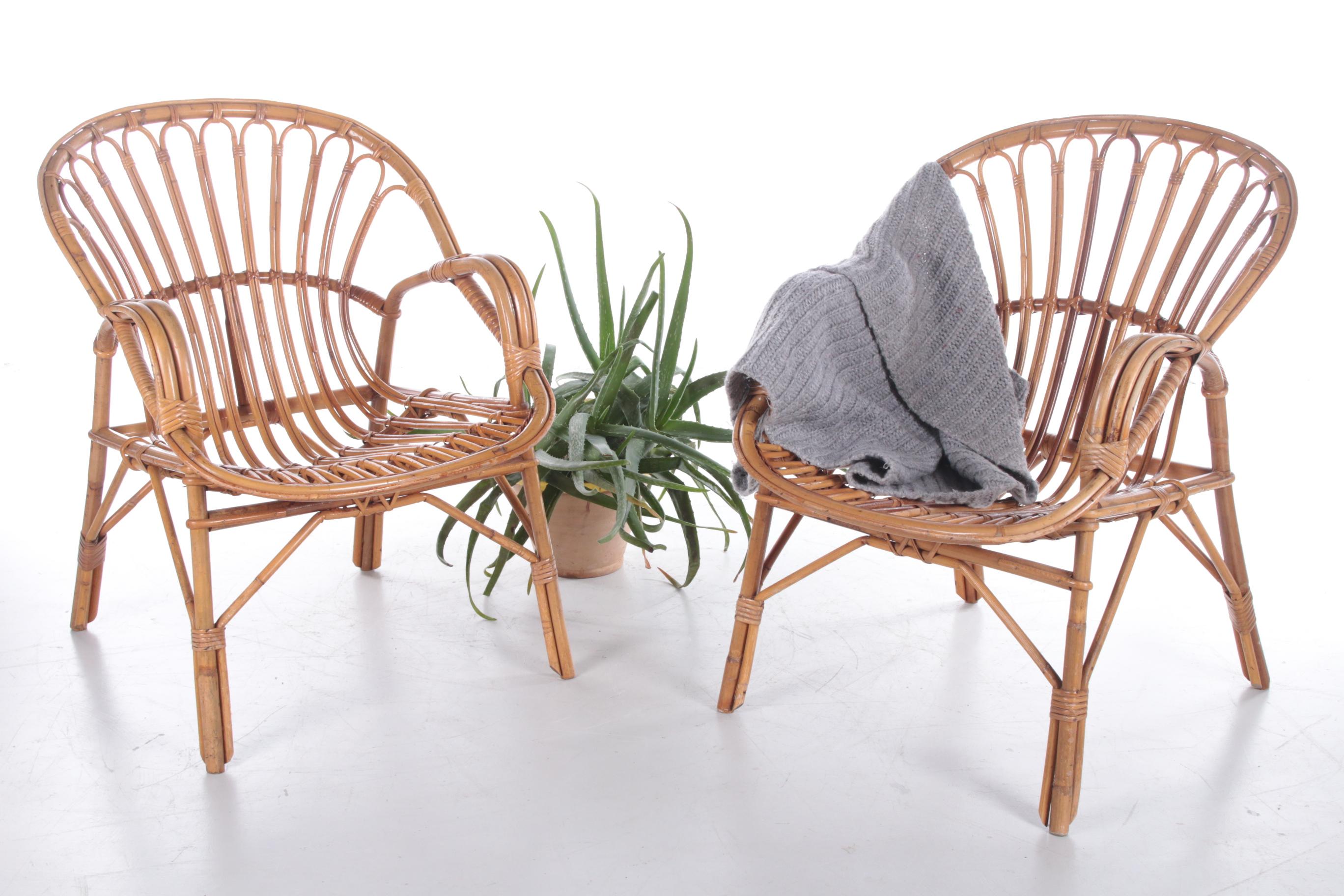 French Retro Vintage Bamboo Set of Armchairs from the 1960s 5
