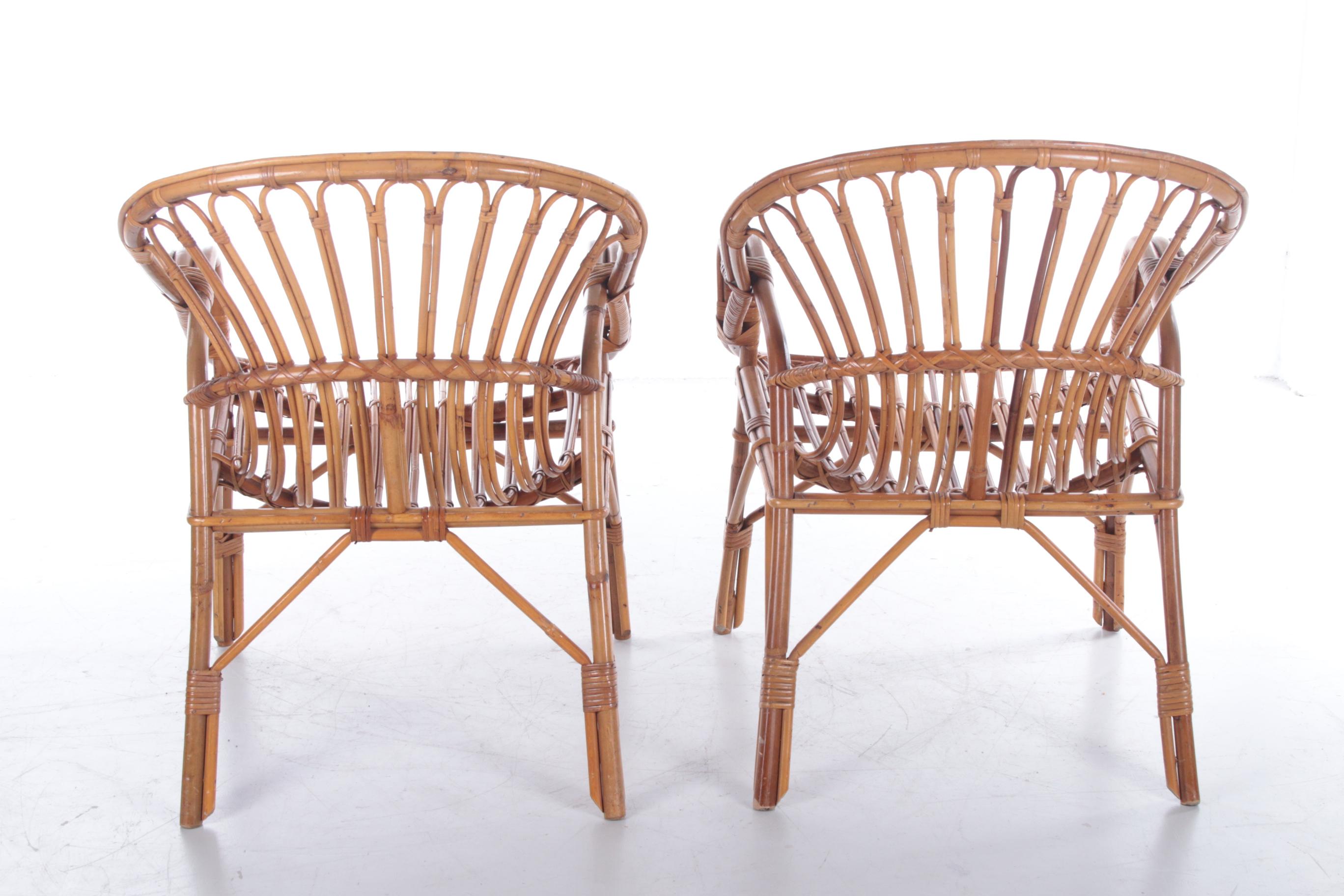Mid-Century Modern French Retro Vintage Bamboo Set of Armchairs from the 1960s