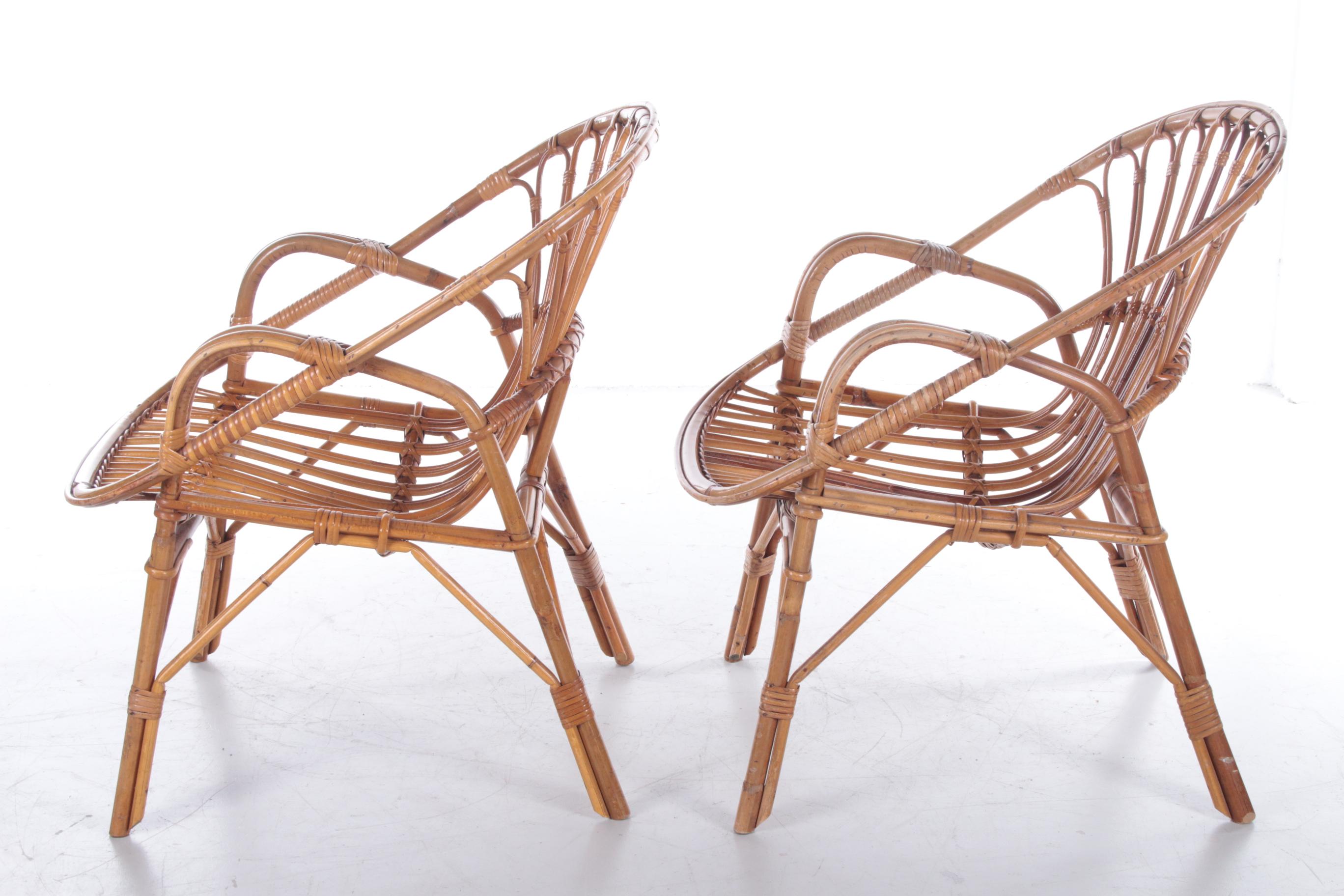 French Retro Vintage Bamboo Set of Armchairs from the 1960s In Good Condition In Oostrum-Venray, NL