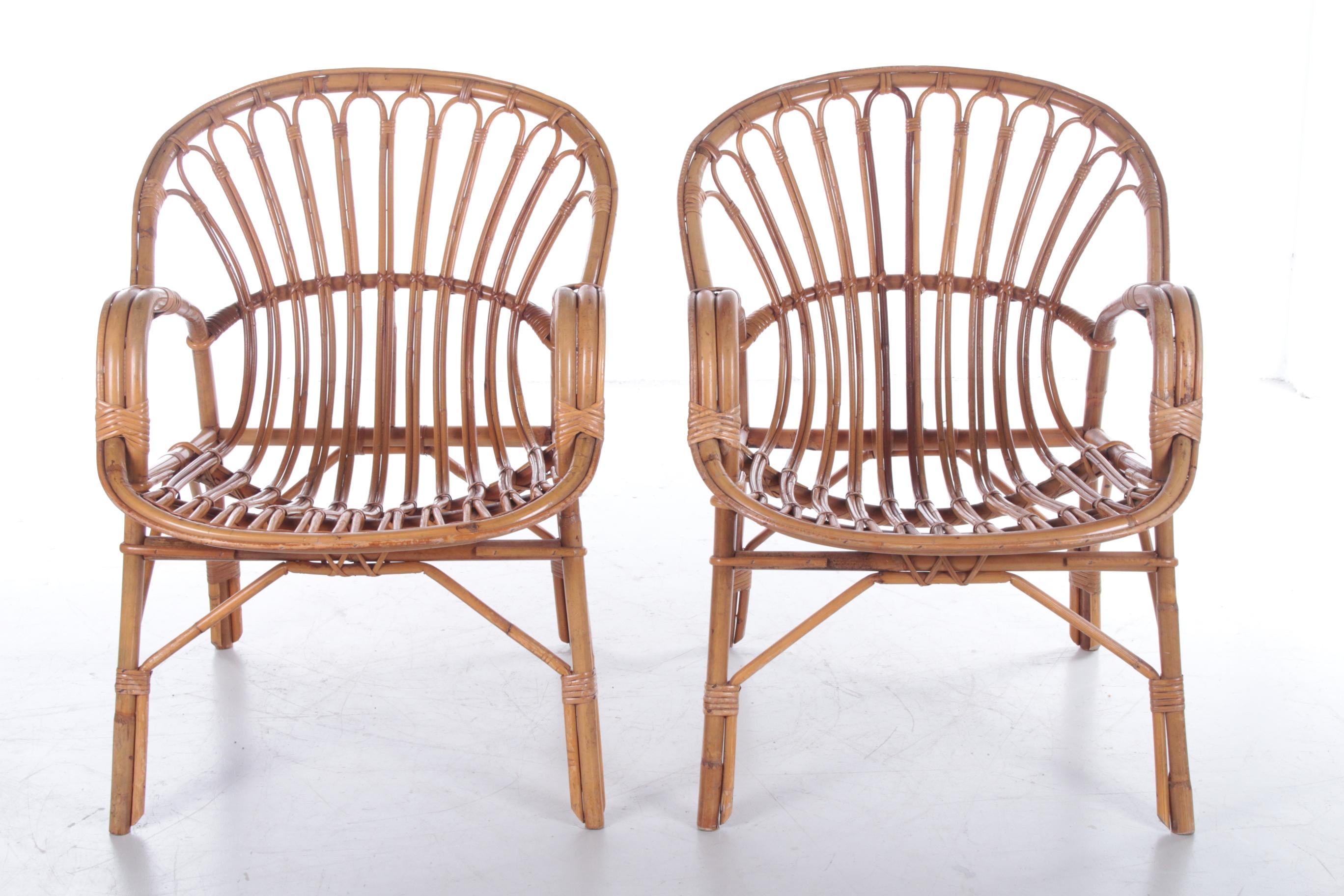 Mid-20th Century French Retro Vintage Bamboo Set of Armchairs from the 1960s