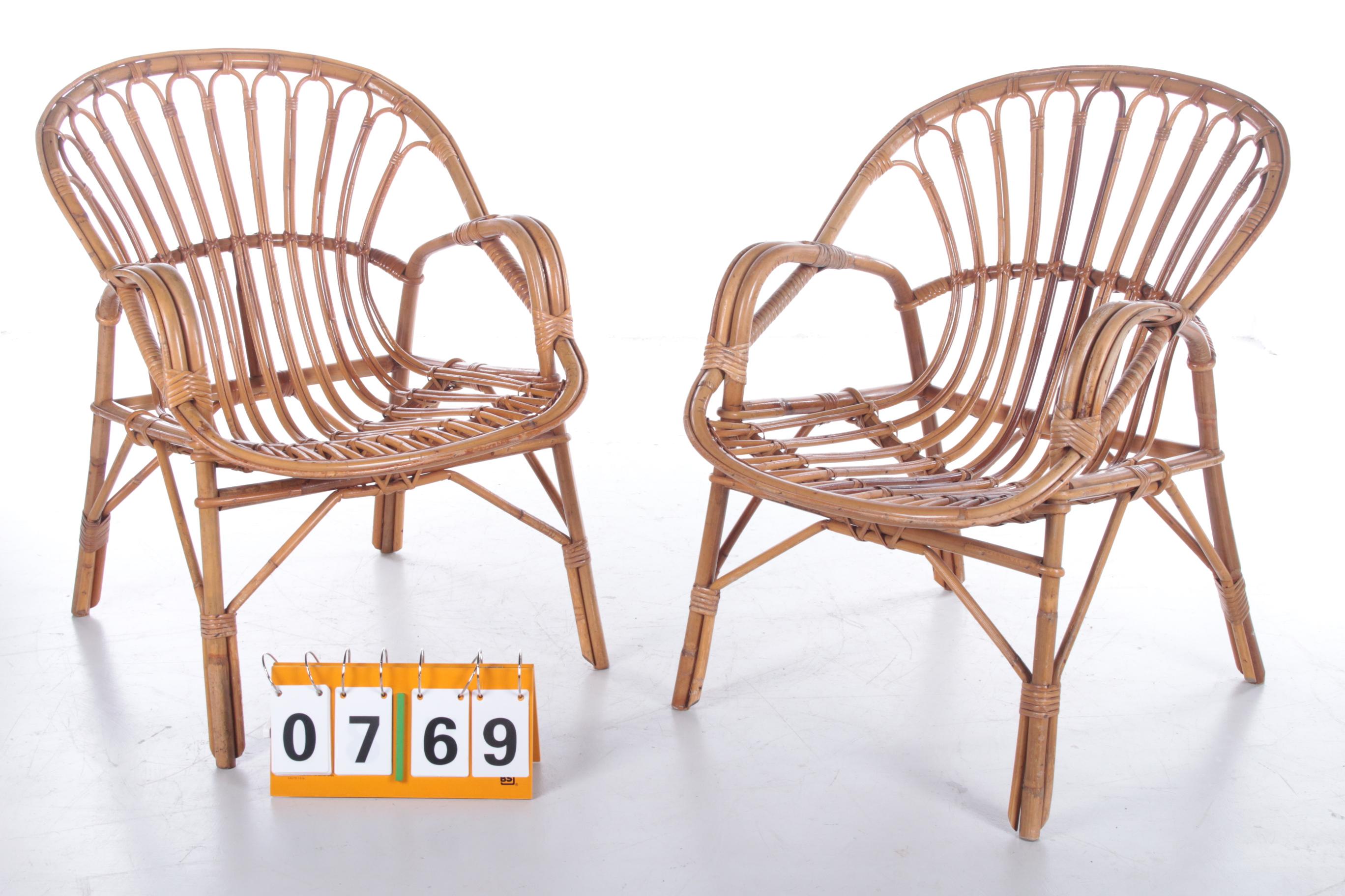 French Retro Vintage Bamboo Set of Armchairs from the 1960s 3