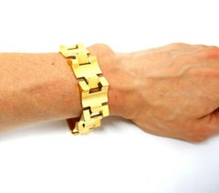 French Retro Yellow Gold Tank Track Bracelet