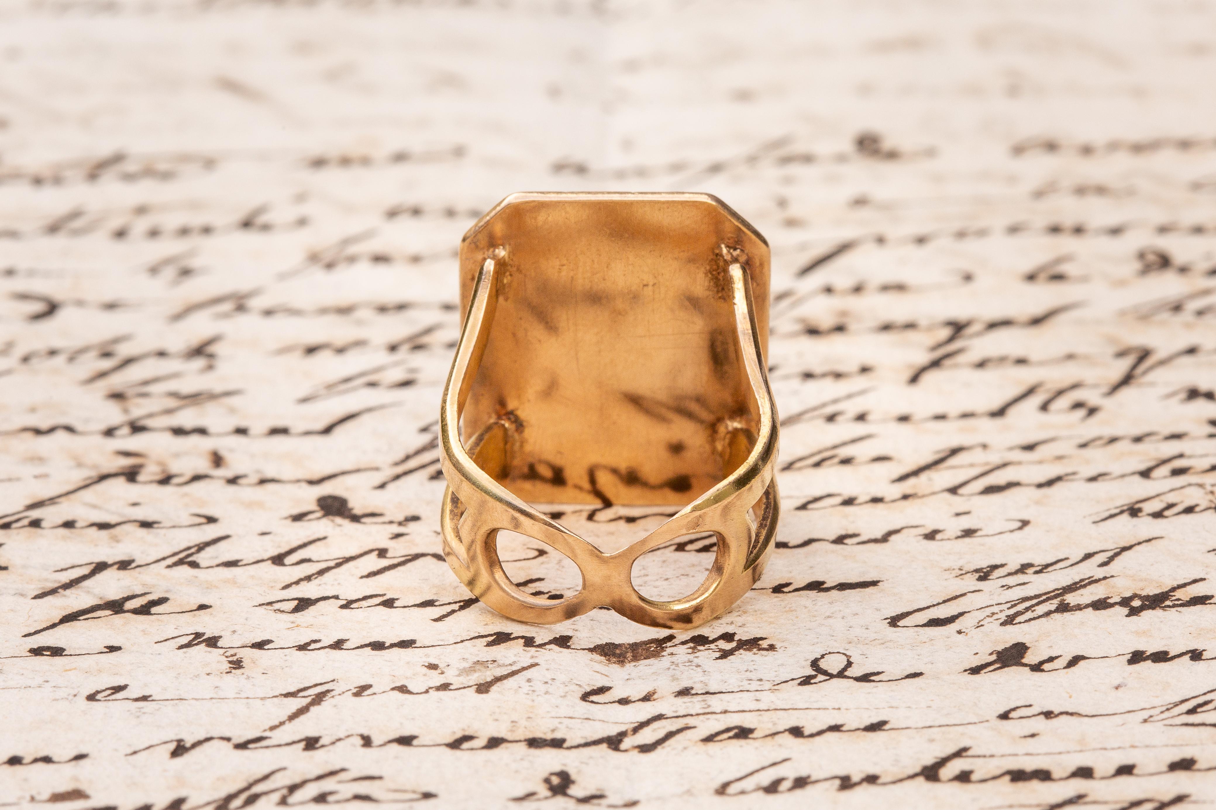 French Revolution Antique Gold Intaglio Signet Seal Ring First Empire Sceau 3
