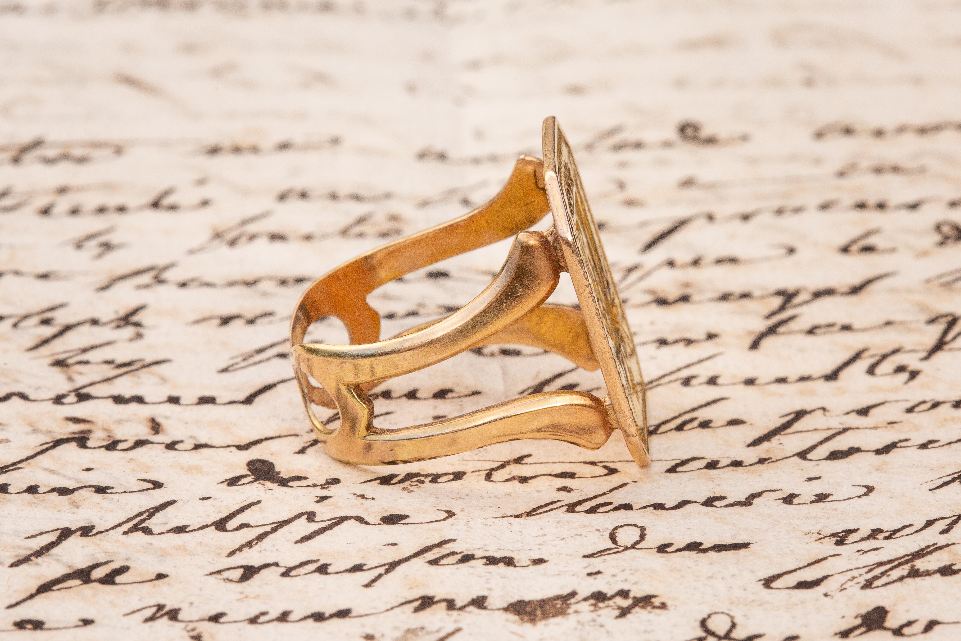 French Revolution Antique Gold Intaglio Signet Seal Ring First Empire Sceau 4