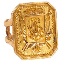 French Revolution Antique Gold Intaglio Signet Seal Ring First Empire Sceau 