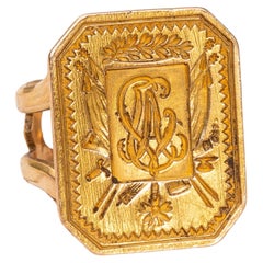 French Revolution Antique Gold Intaglio Signet Seal Ring First Empire Sceau