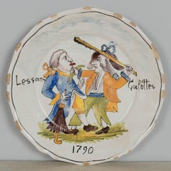 French Revolution Faience Plate, Hand-Painted, Circa 1790