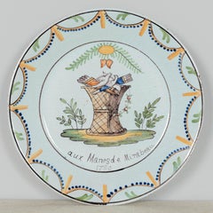 French Revolution Faience Plate, Hand-Painted, Circa 1790