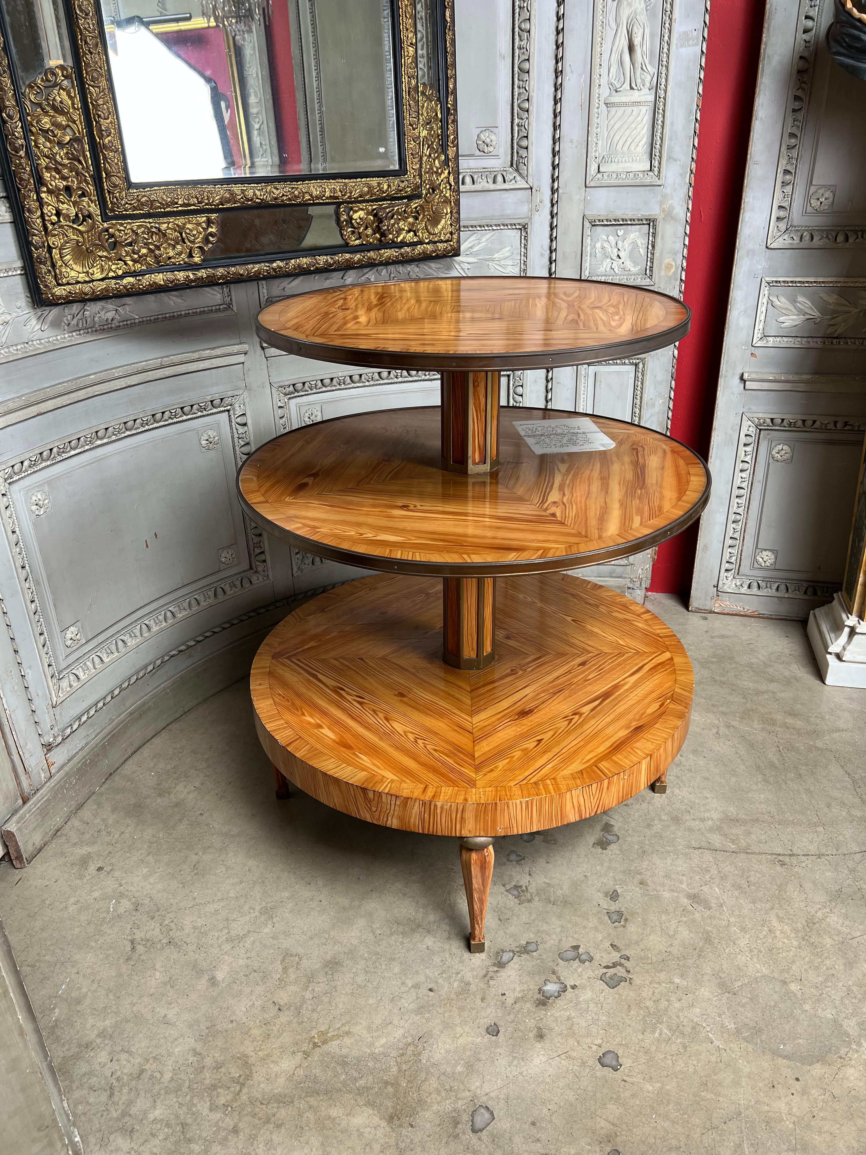 French Revolving Dumb Waiter with a Faux Bois Finish and Bronze Fittings For Sale 2