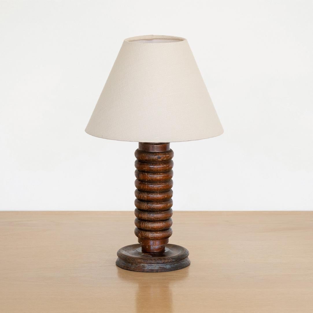 French Ribbed Wood Table Lamp at 1stDibs
