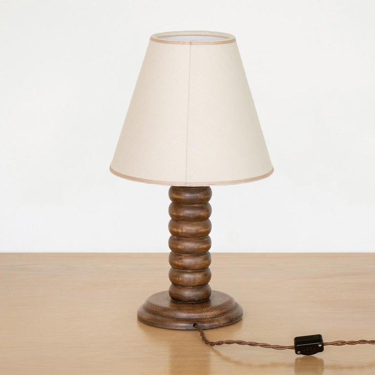 French Ribbed Wood Table Lamp For Sale at 1stDibs