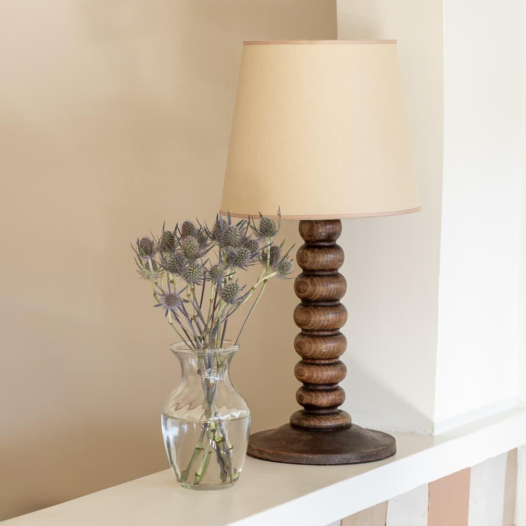 French Ribbed Wood Table Lamp In Good Condition In Los Angeles, CA