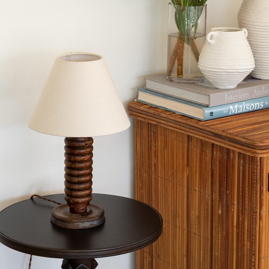 French Ribbed Wood Table Lamp at 1stDibs