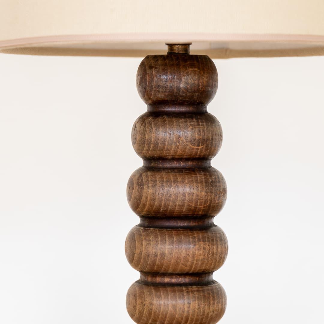 Linen French Ribbed Wood Table Lamp