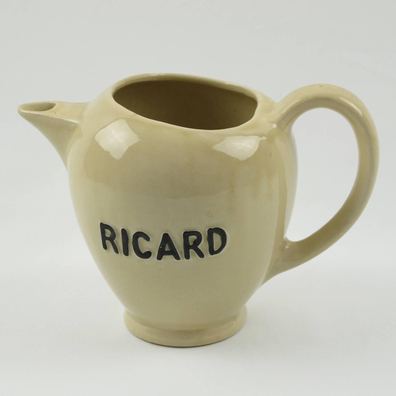 French Ricard Midcentury Cafe Barware Water Pitcher or Jug, set of 4 3