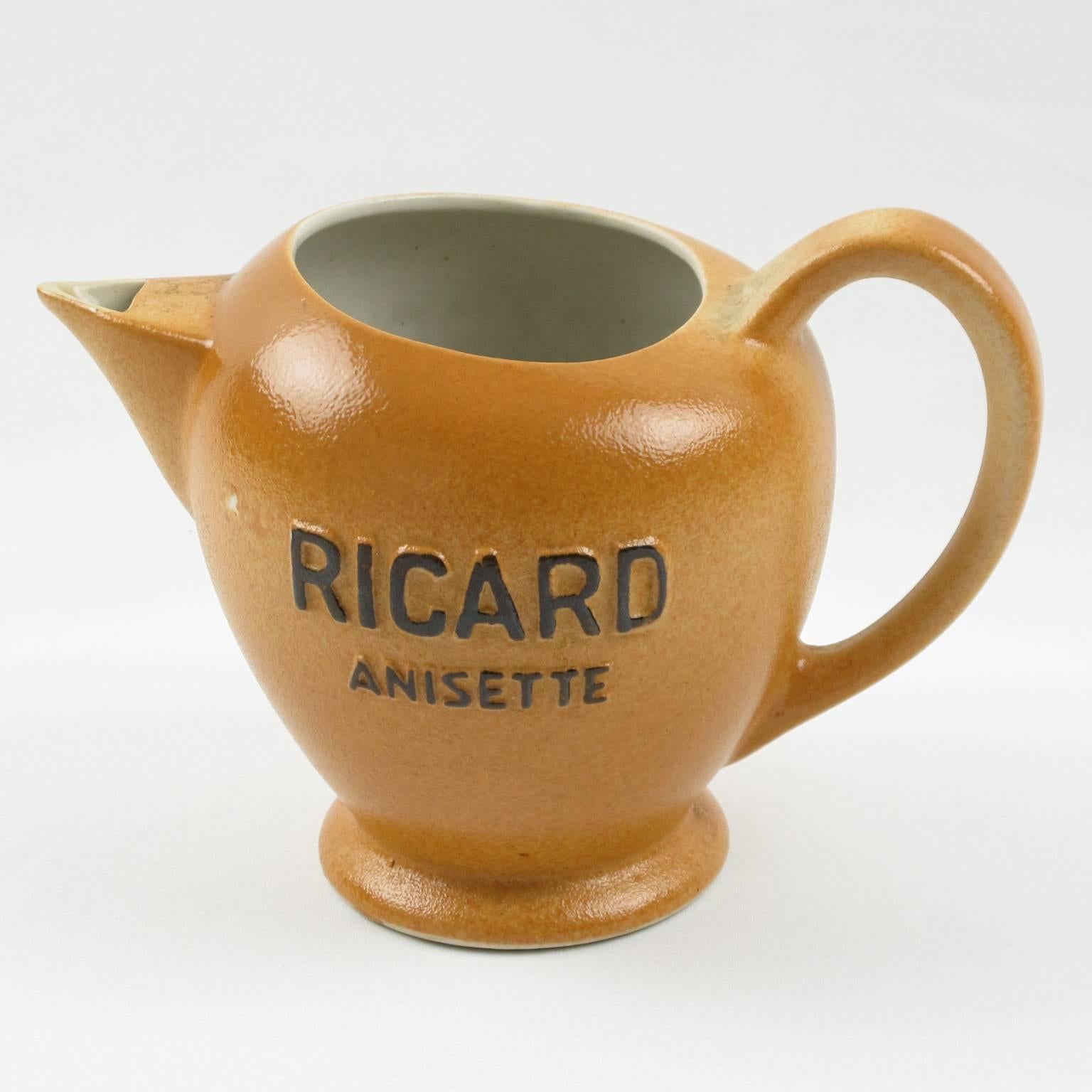 Französisch Ricard Midcentury Cafe Barware Wasserkrug oder Krug:: Satz von 4 10