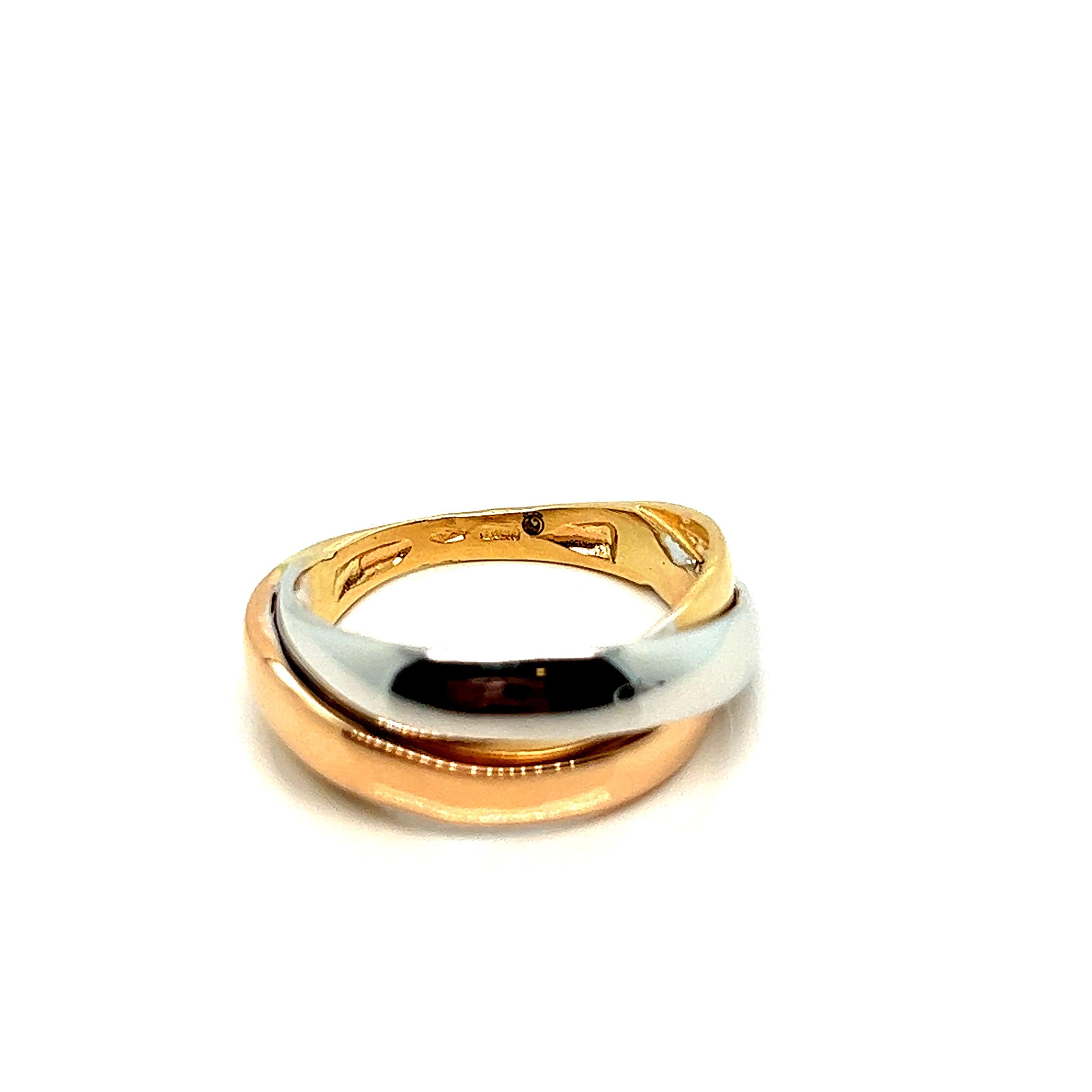 French Ring Yellow Gold Pink Gold White Gold 18 Karat For Sale 2