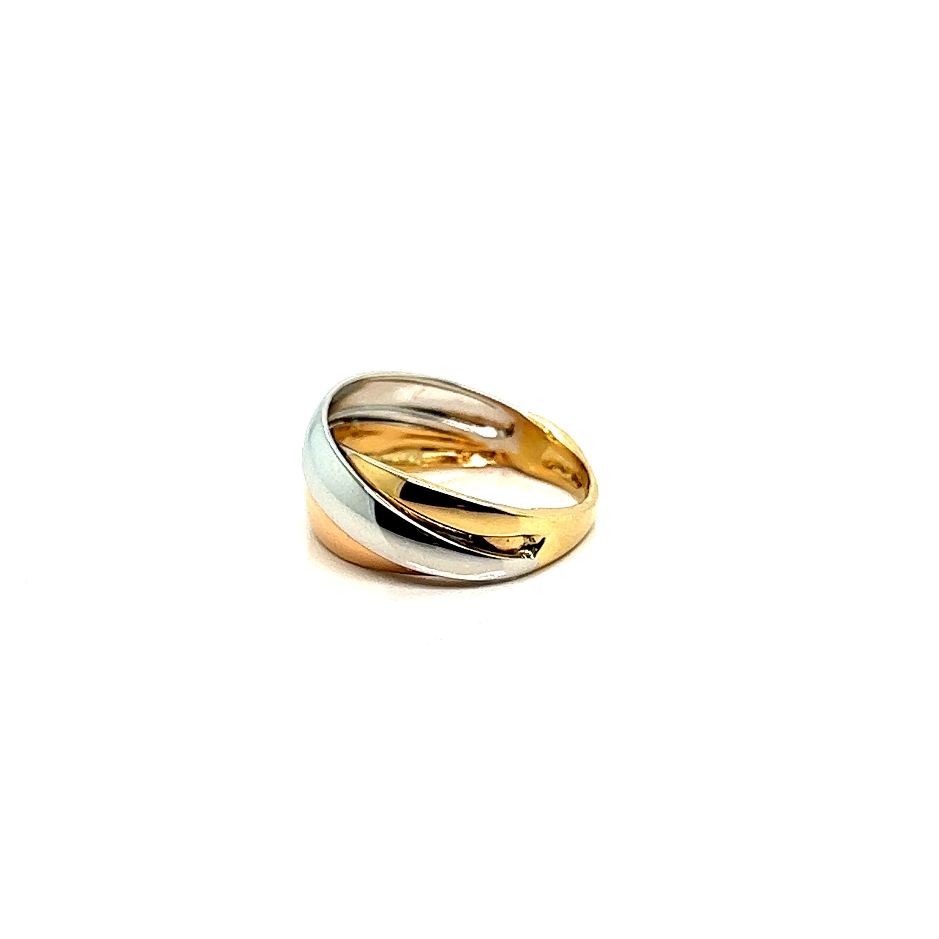 French Ring Yellow Gold Pink Gold White Gold 18 Karat For Sale 3