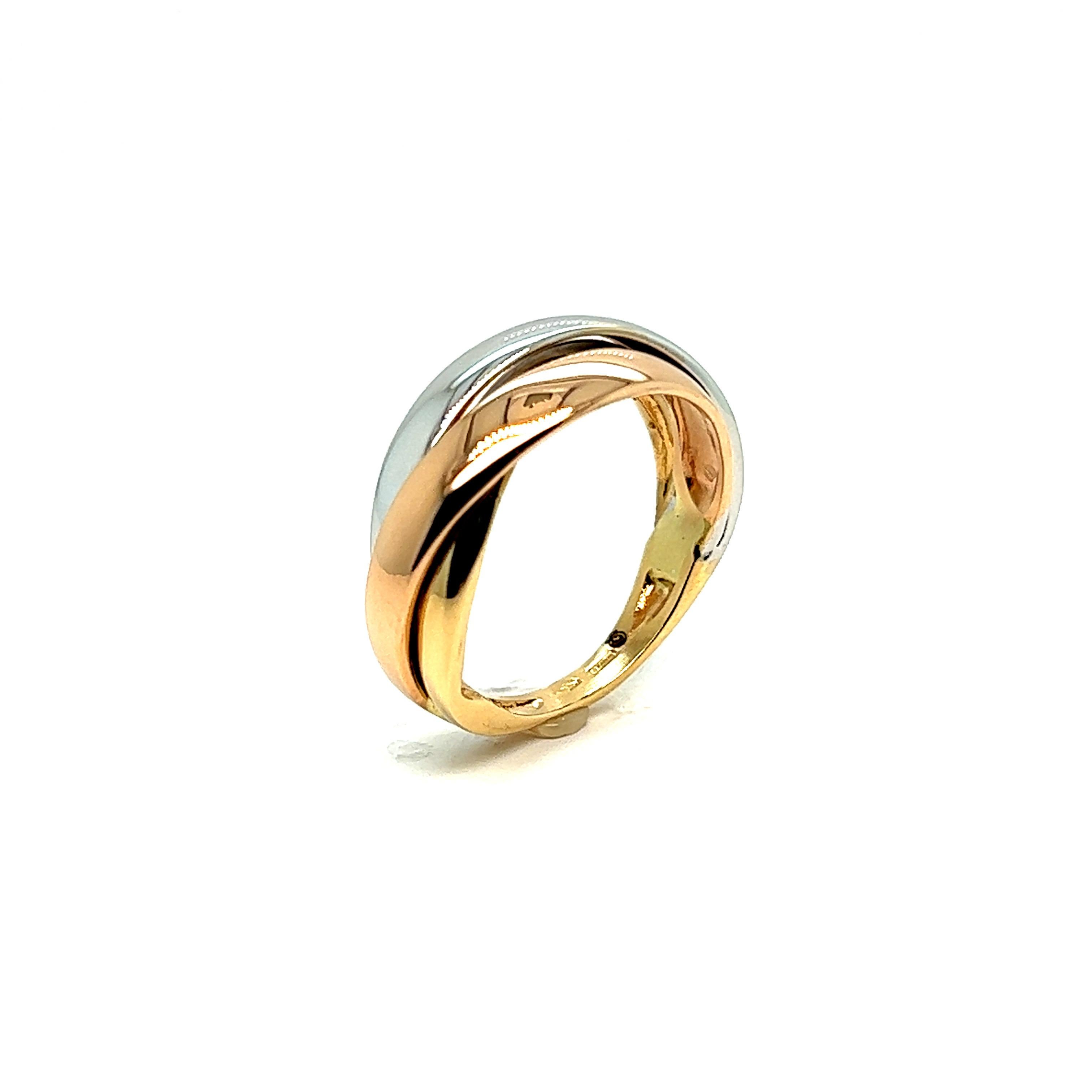 French Ring Yellow Gold Pink Gold White Gold 18 Karat For Sale 4