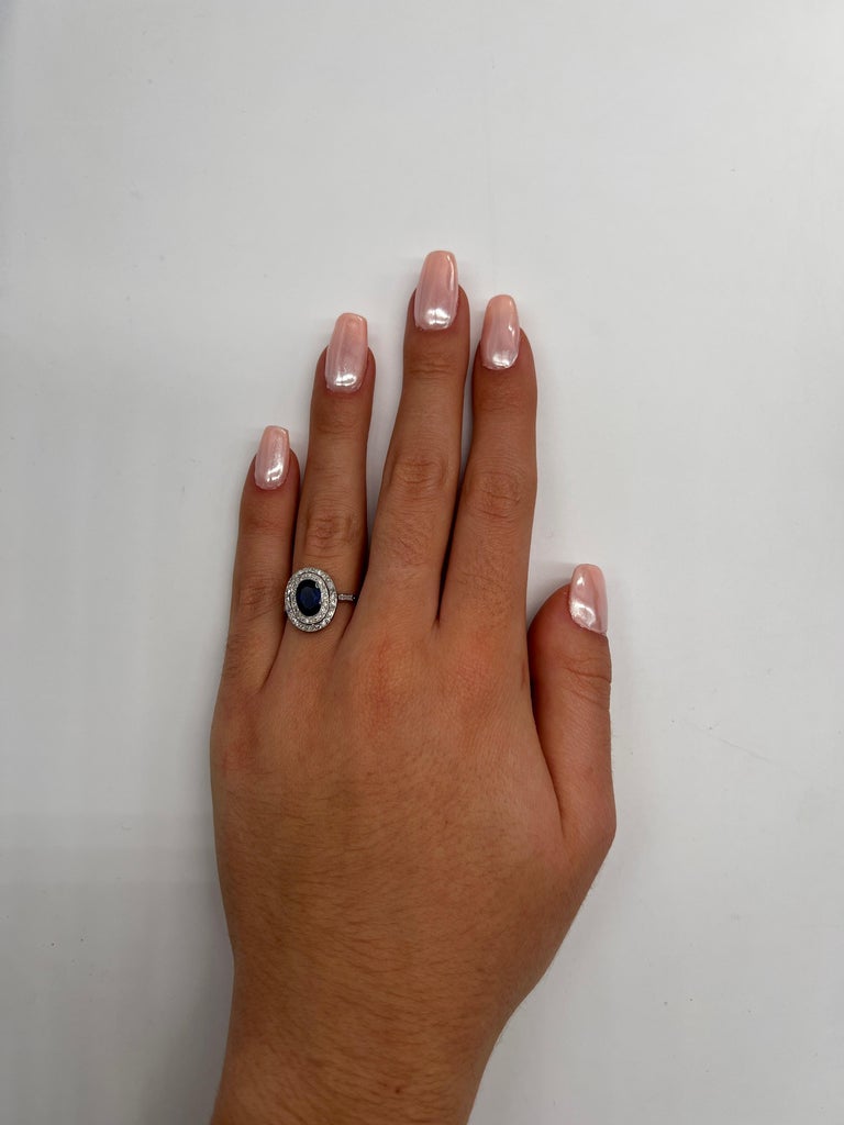 French Ring Blue Sapphire Platinum For Sale 6