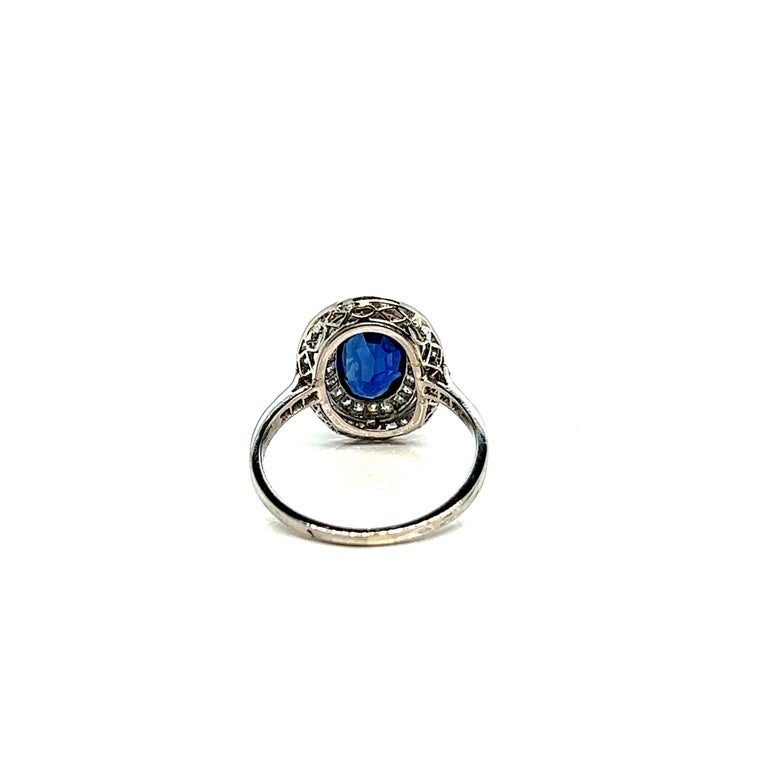 French Ring Blue Sapphire Platinum For Sale 3