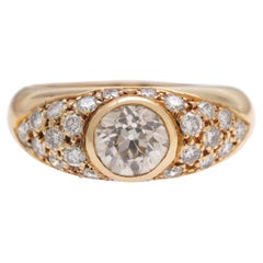 French Ring Diamond Old European Cut 1 05 Carats Yellow Gold 18 Karatt