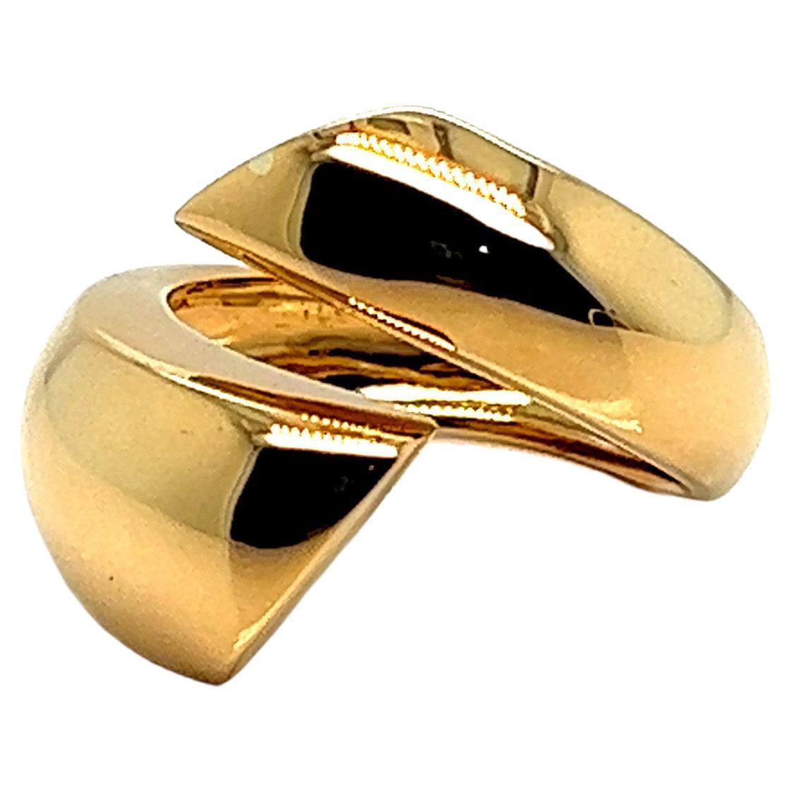 French Ring Embracing "You and Me" Yellow Gold 18 Karat For Sale