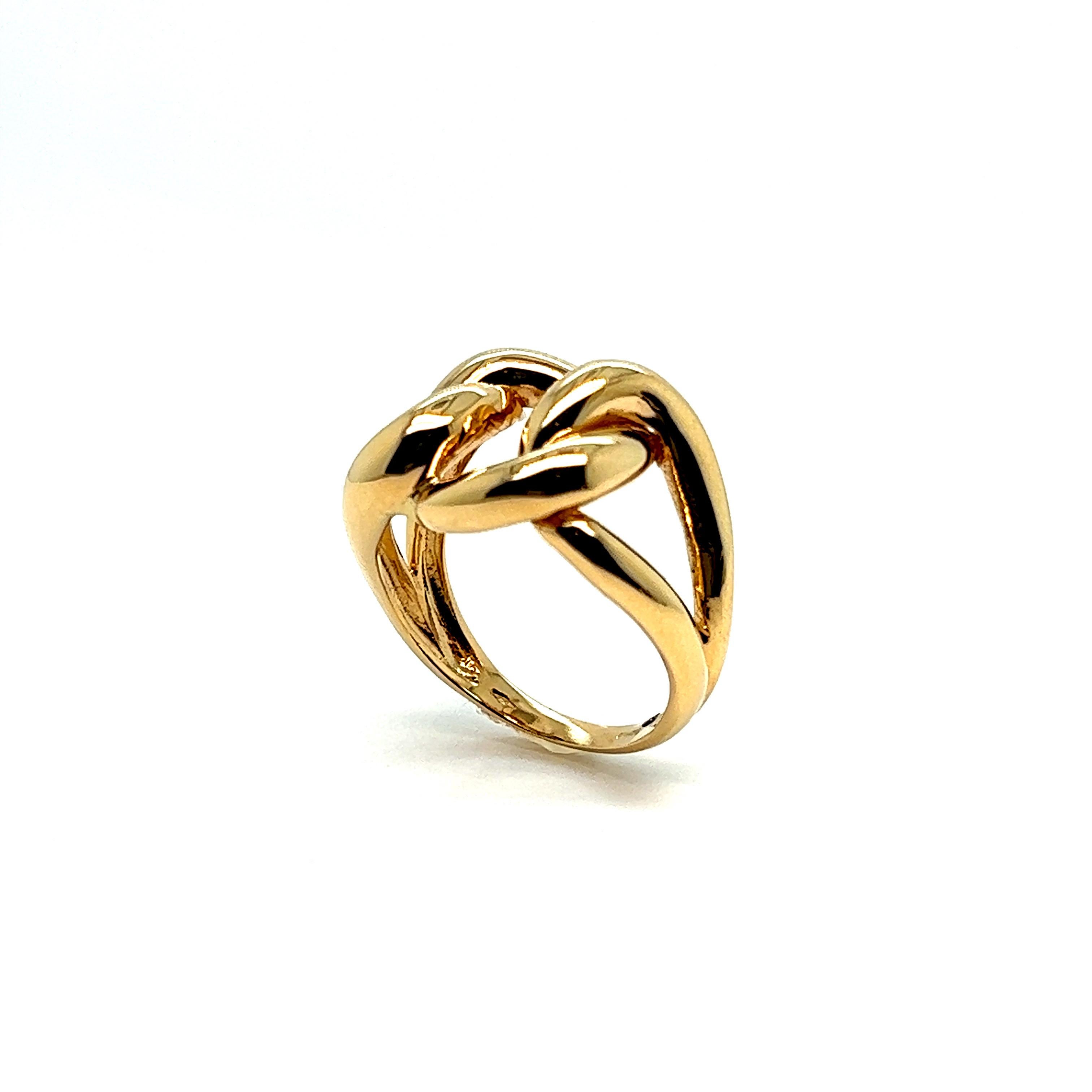 Women's French Ring Large Link Yellow Gold  For Sale
