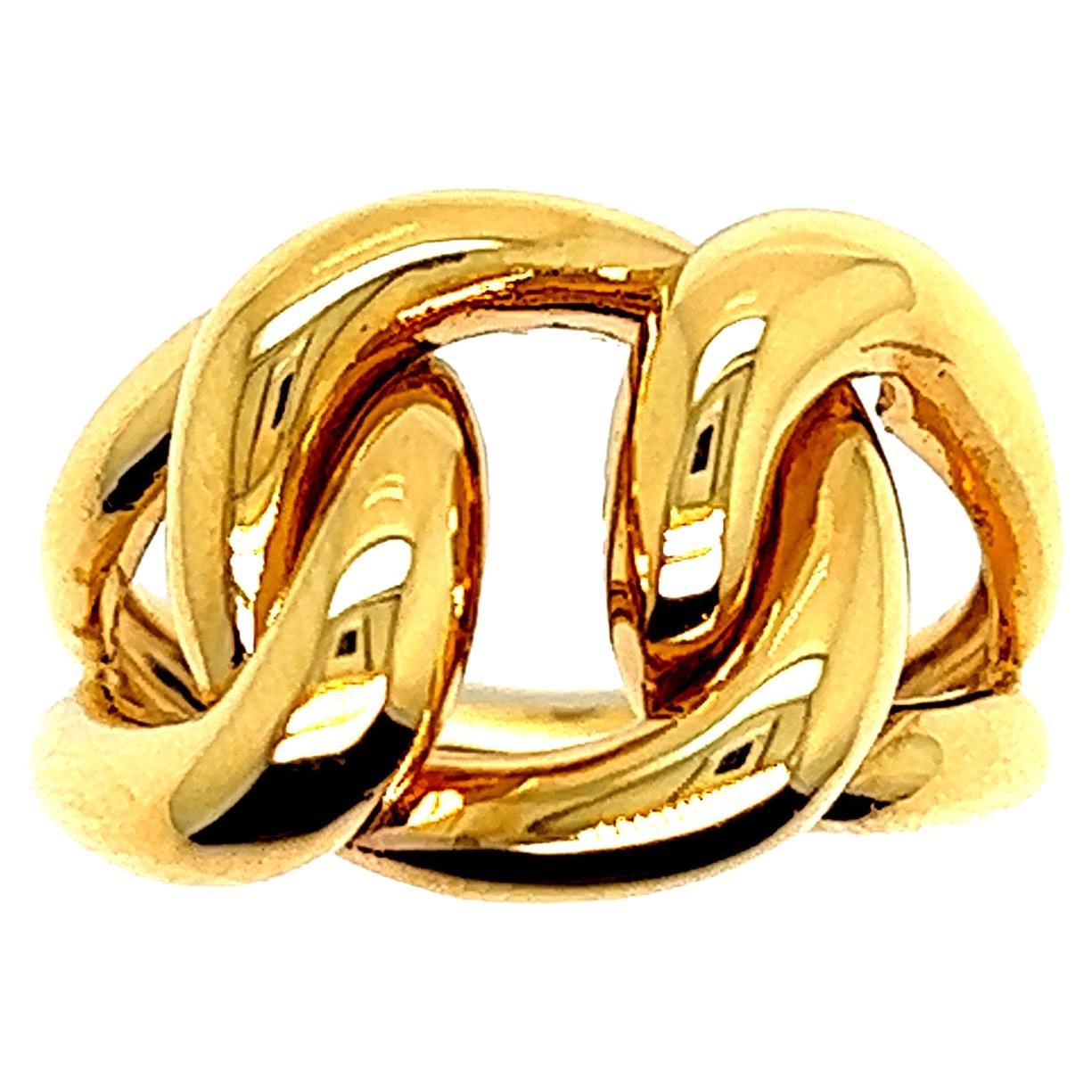 French Ring Large Link Yellow Gold  For Sale